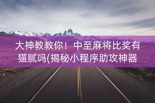 大神教教你！中至麻将比奖有猫腻吗(揭秘小程序助攻神器)