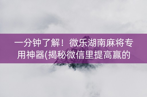 一分钟了解！微乐湖南麻将专用神器(揭秘微信里提高赢的概率)