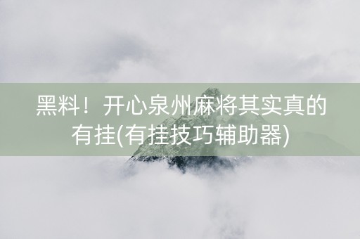 黑料！开心泉州麻将其实真的有挂(有挂技巧辅助器)
