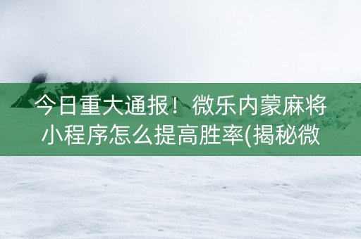 今日重大通报！微乐内蒙麻将小程序怎么提高胜率(揭秘微信里自建房怎么赢)