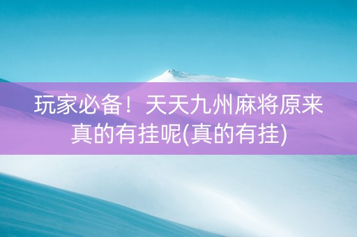 玩家必备！天天九州麻将原来真的有挂呢(真的有挂)