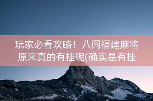 玩家必看攻略！八闽福建麻将原来真的有挂呢(确实是有挂)