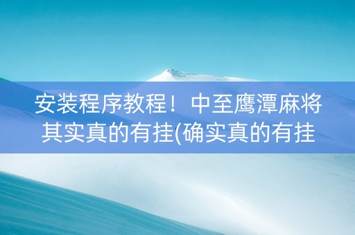 安装程序教程！中至鹰潭麻将其实真的有挂(确实真的有挂)