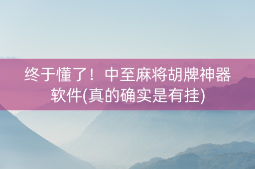 终于懂了！中至麻将胡牌神器软件(真的确实是有挂)