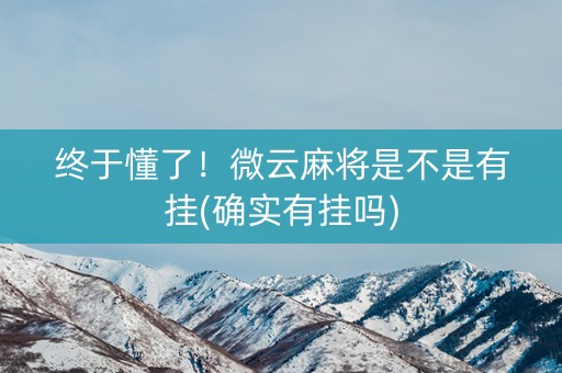 终于懂了！微云麻将是不是有挂(确实有挂吗)