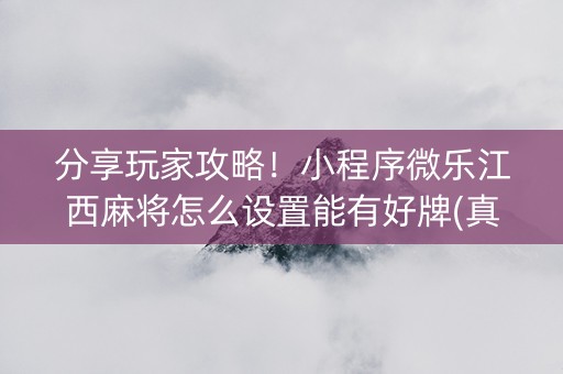 分享玩家攻略！小程序微乐江西麻将怎么设置能有好牌(真的有挂确实有挂)