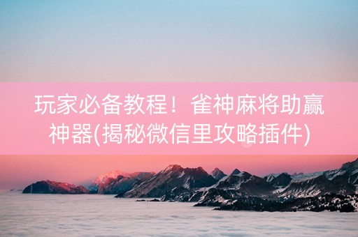 玩家必备教程！雀神麻将助赢神器(揭秘微信里攻略插件)