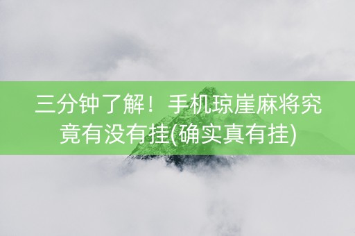 三分钟了解！手机琼崖麻将究竟有没有挂(确实真有挂)