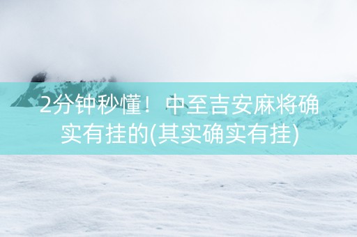 2分钟秒懂！中至吉安麻将确实有挂的(其实确实有挂)