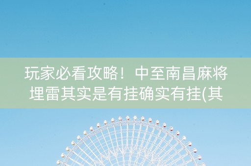 玩家必看攻略！中至南昌麻将埋雷其实是有挂确实有挂(其实是有挂确实有挂)