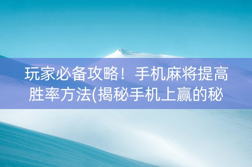 玩家必备攻略！手机麻将提高胜率方法(揭秘手机上赢的秘诀)