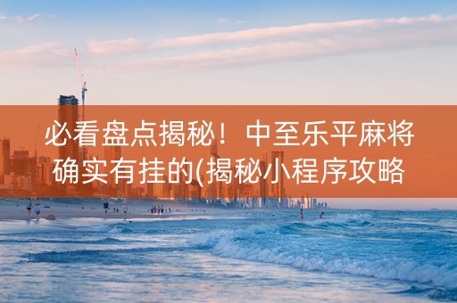 必看盘点揭秘！中至乐平麻将确实有挂的(揭秘小程序攻略插件)