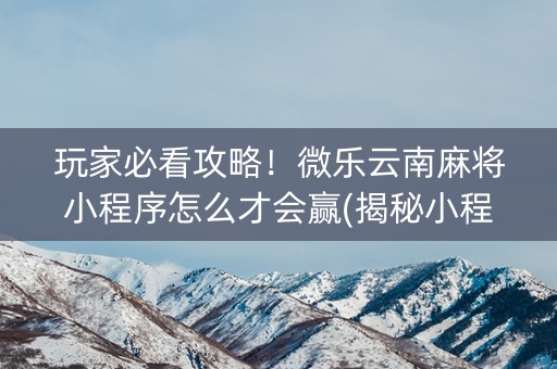 玩家必看攻略！微乐云南麻将小程序怎么才会赢(揭秘小程序助攻神器)
