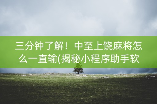 三分钟了解！中至上饶麻将怎么一直输(揭秘小程序助手软件)