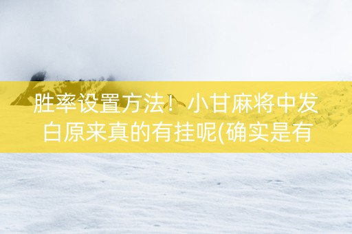 胜率设置方法！小甘麻将中发白原来真的有挂呢(确实是有挂)