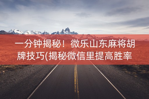 一分钟揭秘！微乐山东麻将胡牌技巧(揭秘微信里提高胜率)