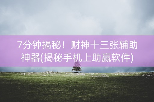 7分钟揭秘！财神十三张辅助神器(揭秘手机上助赢软件)