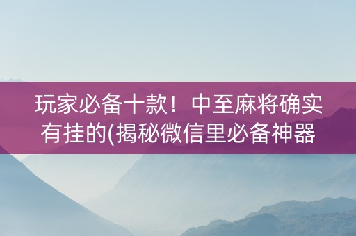 玩家必备十款！中至麻将确实有挂的(揭秘微信里必备神器)