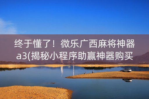 终于懂了！微乐广西麻将神器a3(揭秘小程序助赢神器购买)