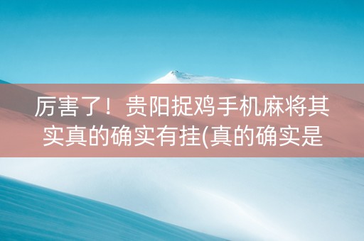 厉害了！贵阳捉鸡手机麻将其实真的确实有挂(真的确实是有挂)