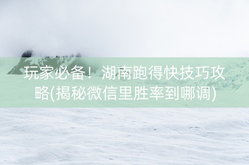 玩家必备！湖南跑得快技巧攻略(揭秘微信里胜率到哪调)