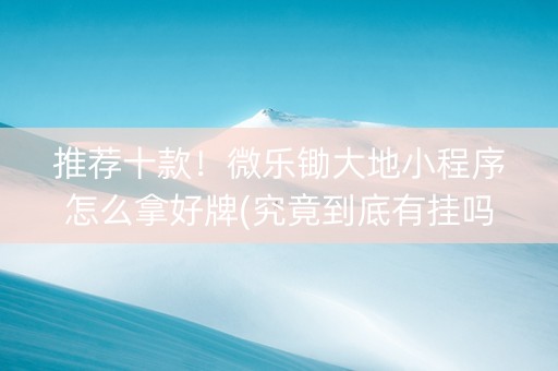推荐十款！微乐锄大地小程序怎么拿好牌(究竟到底有挂吗)