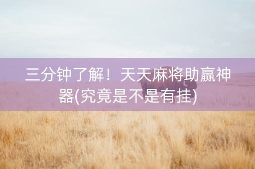 三分钟了解！天天麻将助赢神器(究竟是不是有挂)