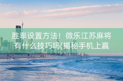 胜率设置方法！微乐江苏麻将有什么技巧吗(揭秘手机上赢的秘诀)