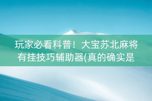 玩家必看科普！大宝苏北麻将有挂技巧辅助器(真的确实是有挂)
