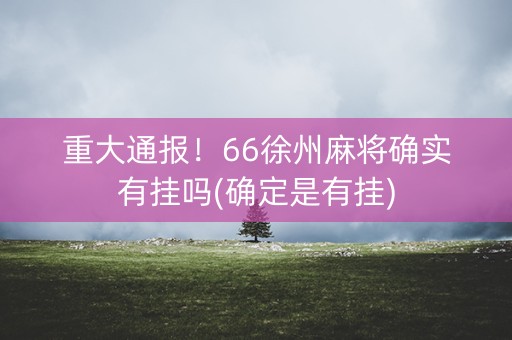 重大通报！66徐州麻将确实有挂吗(确定是有挂)
