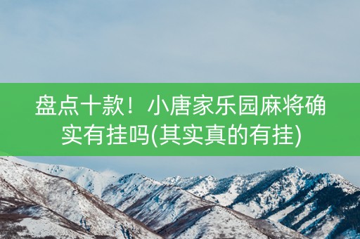 盘点十款！小唐家乐园麻将确实有挂吗(其实真的有挂)