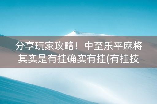 分享玩家攻略！中至乐平麻将其实是有挂确实有挂(有挂技巧辅助器)