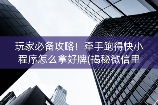 玩家必备攻略！牵手跑得快小程序怎么拿好牌(揭秘微信里胡牌神器)