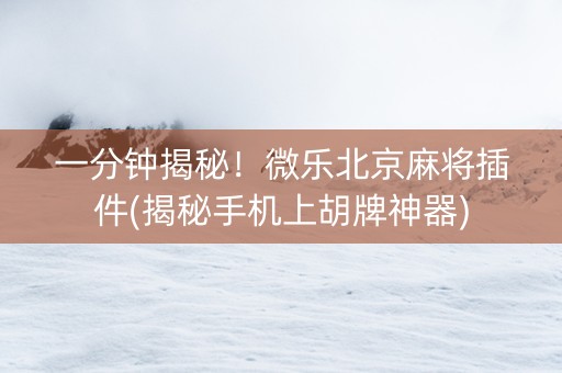 一分钟揭秘！微乐北京麻将插件(揭秘手机上胡牌神器)