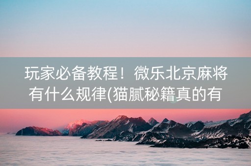 玩家必备教程！微乐北京麻将有什么规律(猫腻秘籍真的有挂)