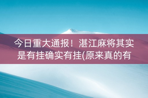 今日重大通报！湛江麻将其实是有挂确实有挂(原来真的有挂)