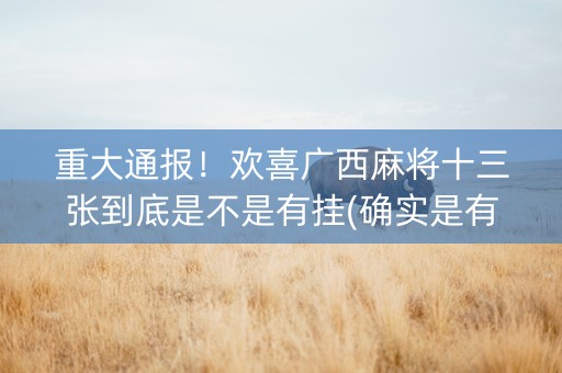 重大通报！欢喜广西麻将十三张到底是不是有挂(确实是有挂)