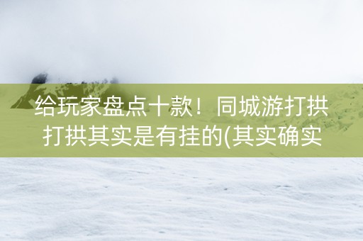 给玩家盘点十款！同城游打拱打拱其实是有挂的(其实确实有挂)