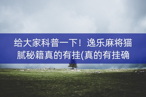给大家科普一下！逸乐麻将猫腻秘籍真的有挂(真的有挂确实有挂)