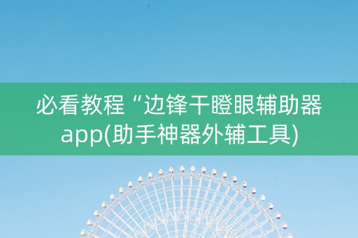 必看教程“边锋干瞪眼辅助器app(助手神器外辅工具)