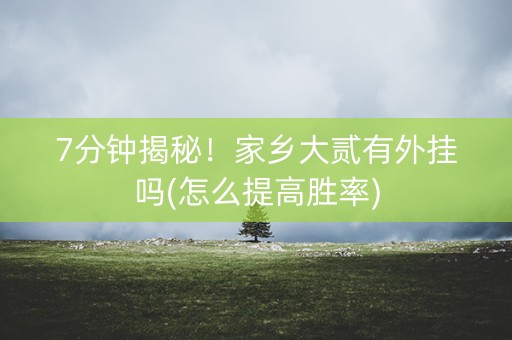 7分钟揭秘！家乡大贰有外挂吗(怎么提高胜率)