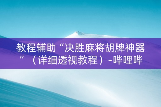 教程辅助“决胜麻将胡牌神器”（详细透视教程）-哔哩哔哩