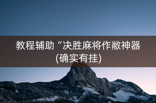 教程辅助“决胜麻将作敝神器(确实有挂)