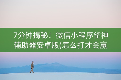 7分钟揭秘！微信小程序雀神辅助器安卓版(怎么打才会赢)
