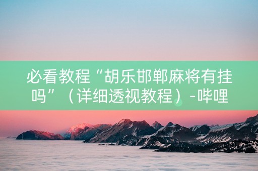 必看教程“胡乐邯郸麻将有挂吗”（详细透视教程）-哔哩哔哩