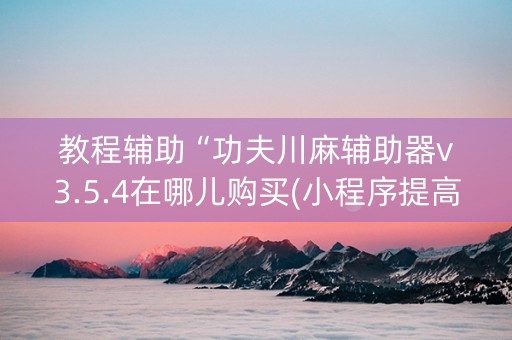 教程辅助“功夫川麻辅助器v3.5.4在哪儿购买(小程序提高胜率)