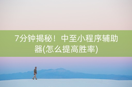 7分钟揭秘！中至小程序辅助器(怎么提高胜率)