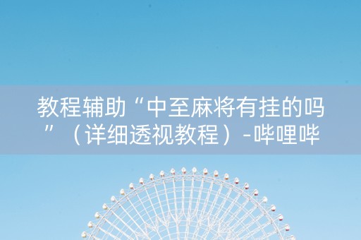 教程辅助“中至麻将有挂的吗”（详细透视教程）-哔哩哔哩
