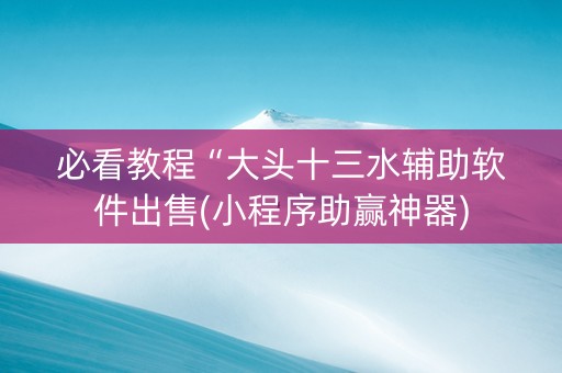 必看教程“大头十三水辅助软件出售(小程序助赢神器)