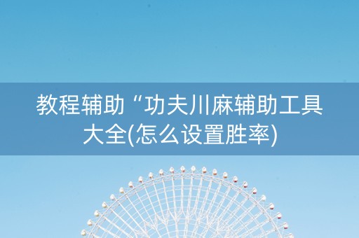 教程辅助“功夫川麻辅助工具大全(怎么设置胜率)